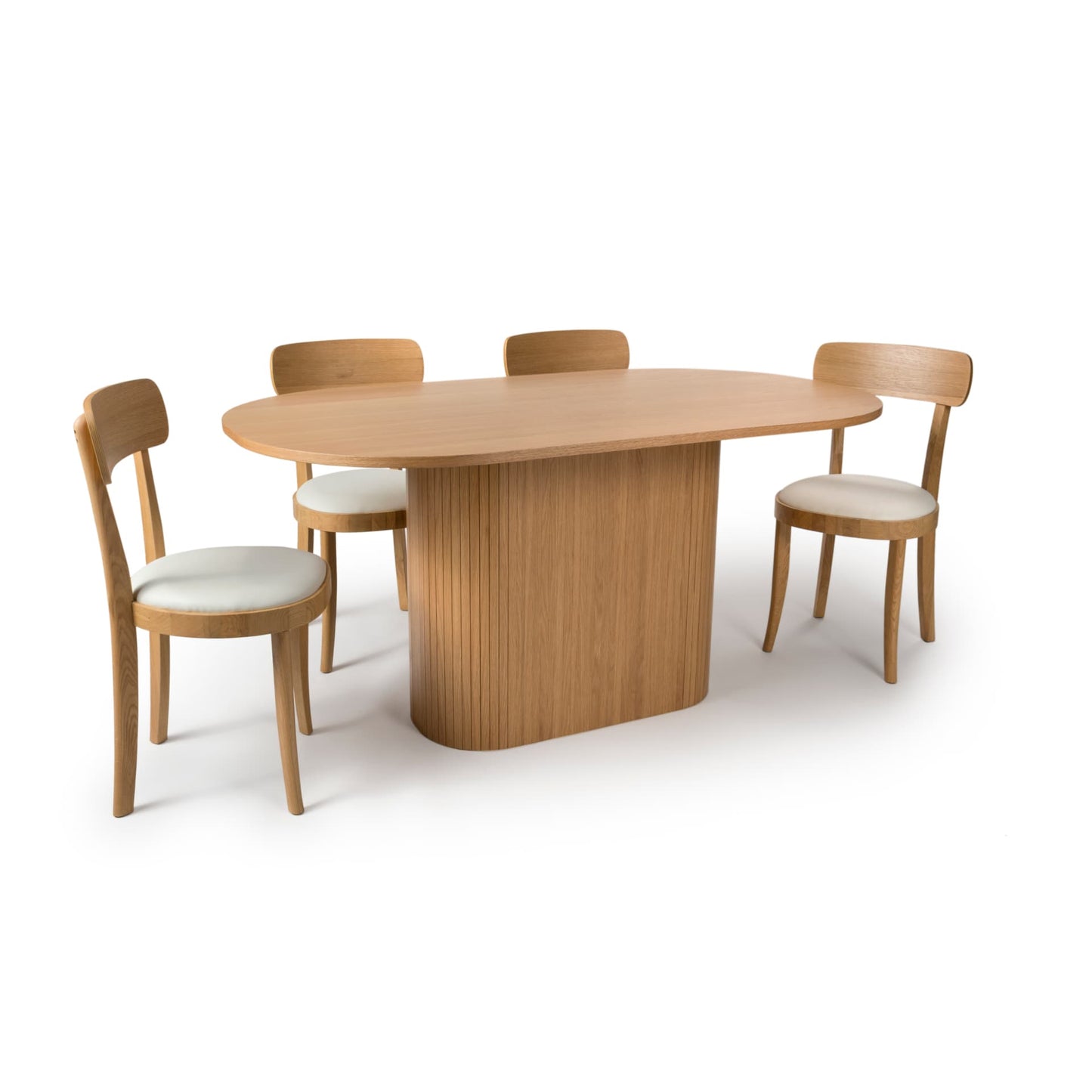 oval oak dining table with matching oak chairs