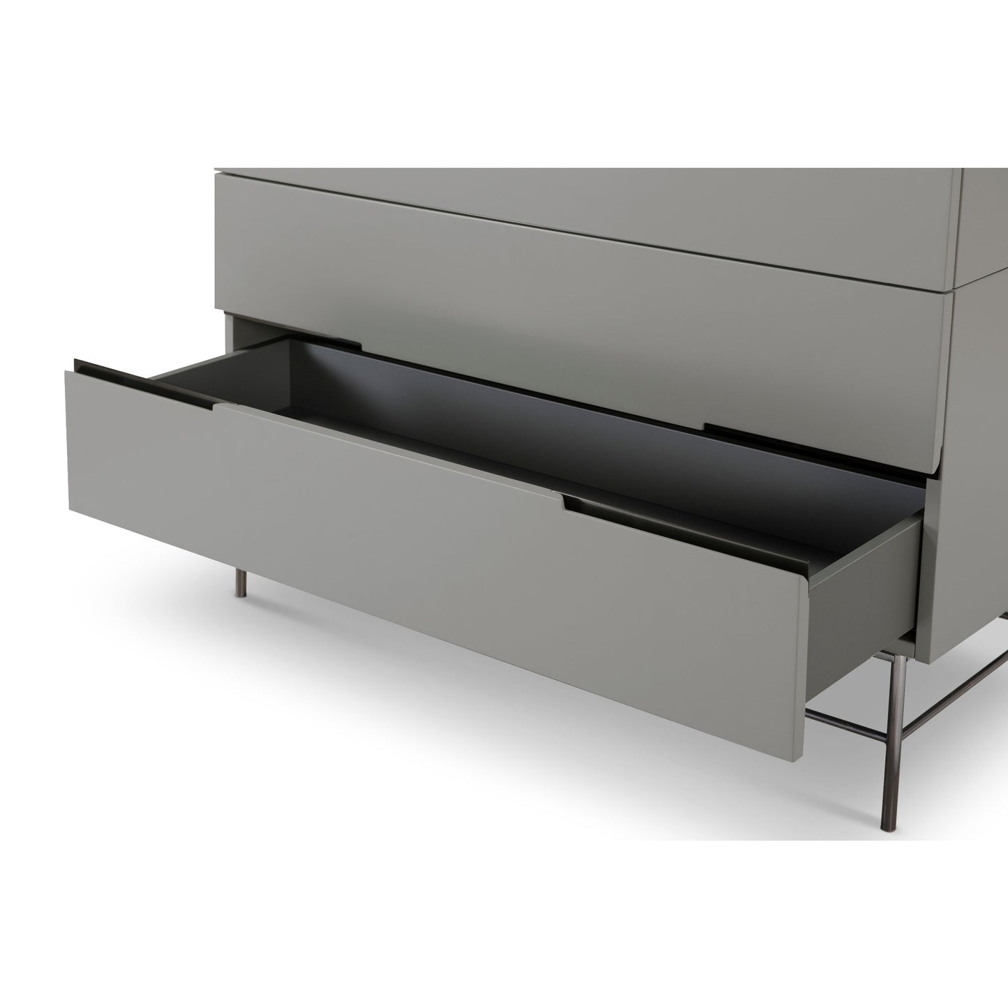 Alberto Four Drawer Wide Chest Grey with Black Chrome Frame