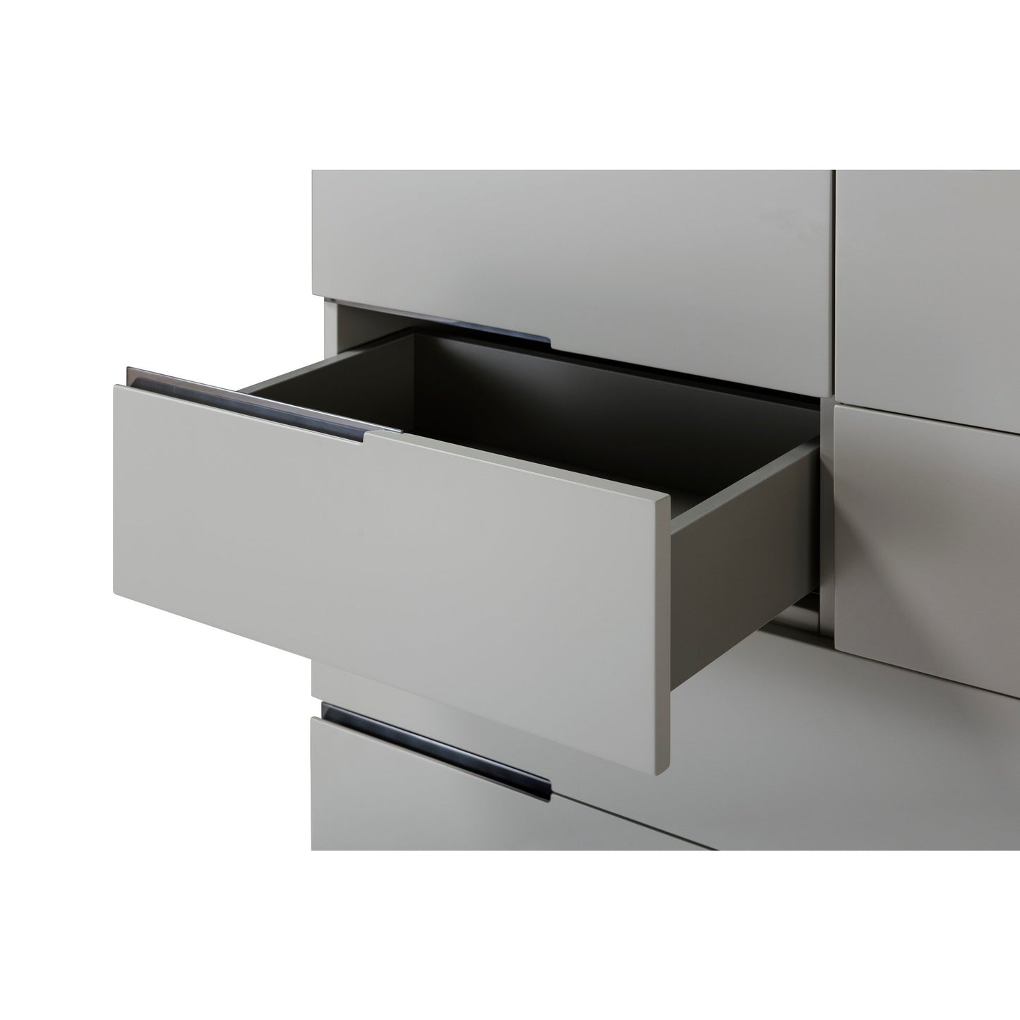 Alberto Six Drawer Wide Chest Grey with Black Chrome Frame