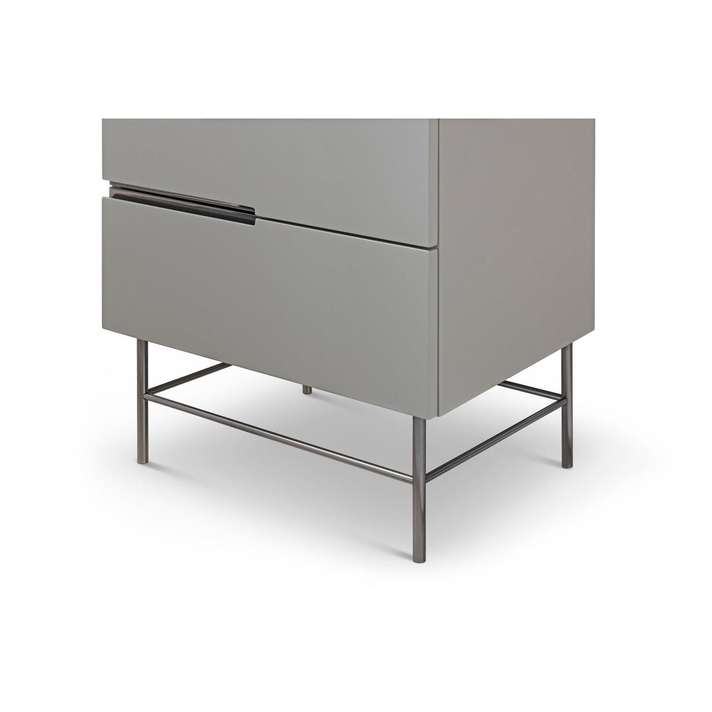 Alberto Six Drawer Narrow Tall Chest Grey with Black Chrome Frame