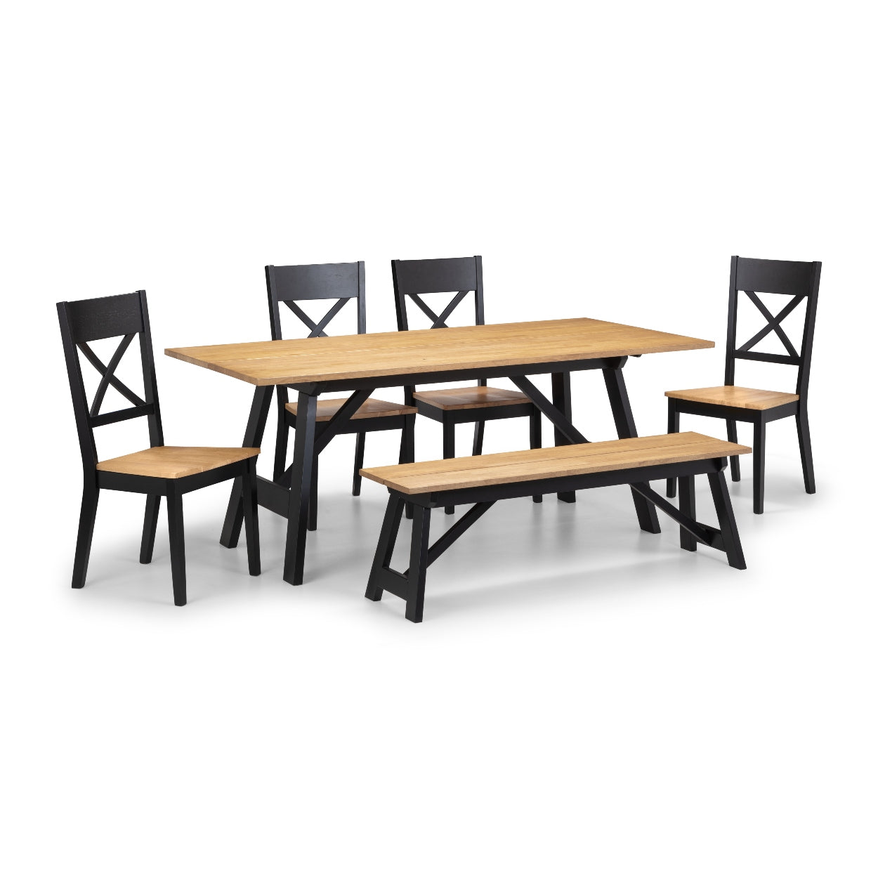 Hockley Dining Bench - Black & Oak