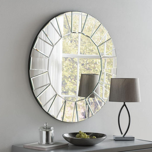 Kensington Bevelled Frame Round Wall Mirror