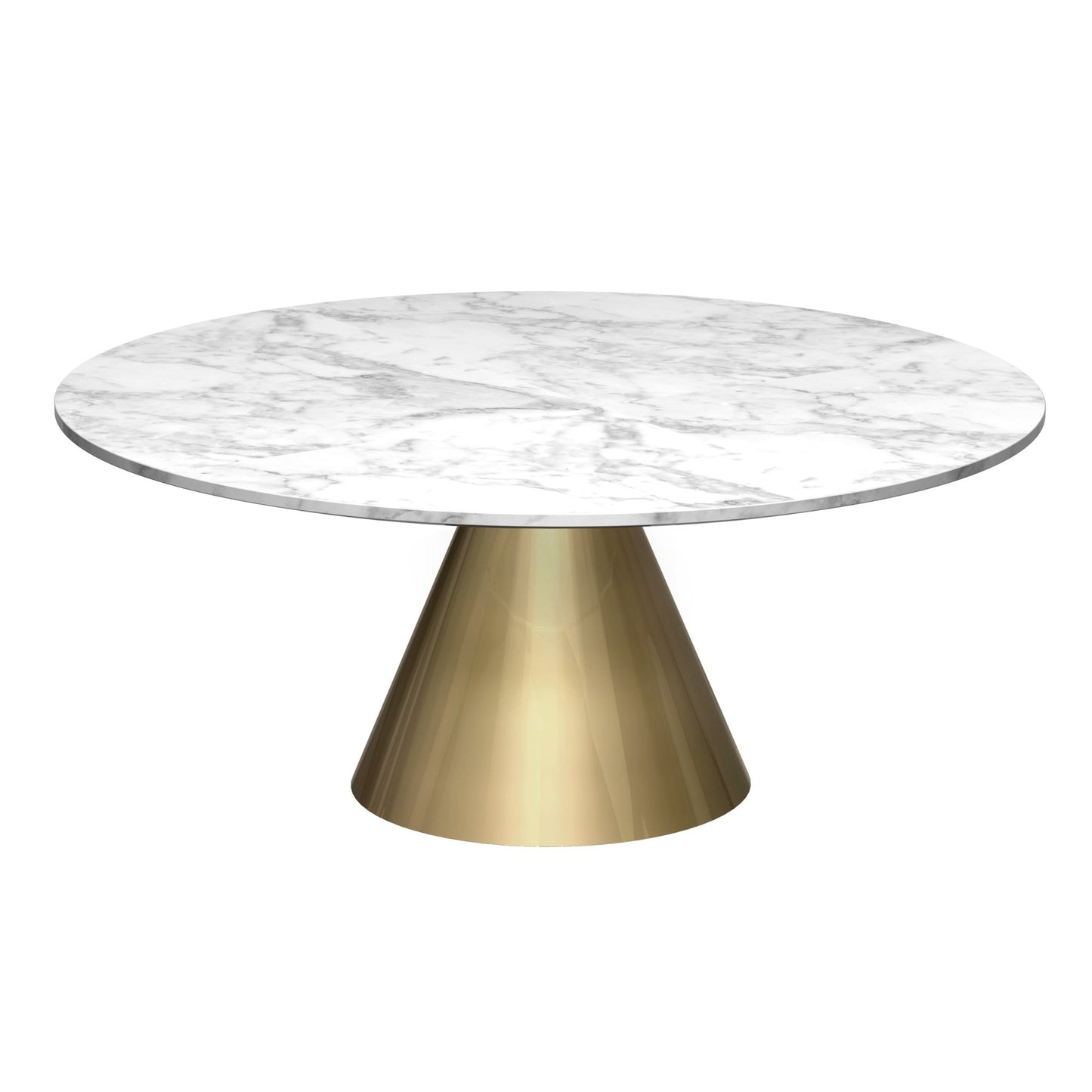 Oscar Small Circular Coffee Table - White Marble Top & Brass Base