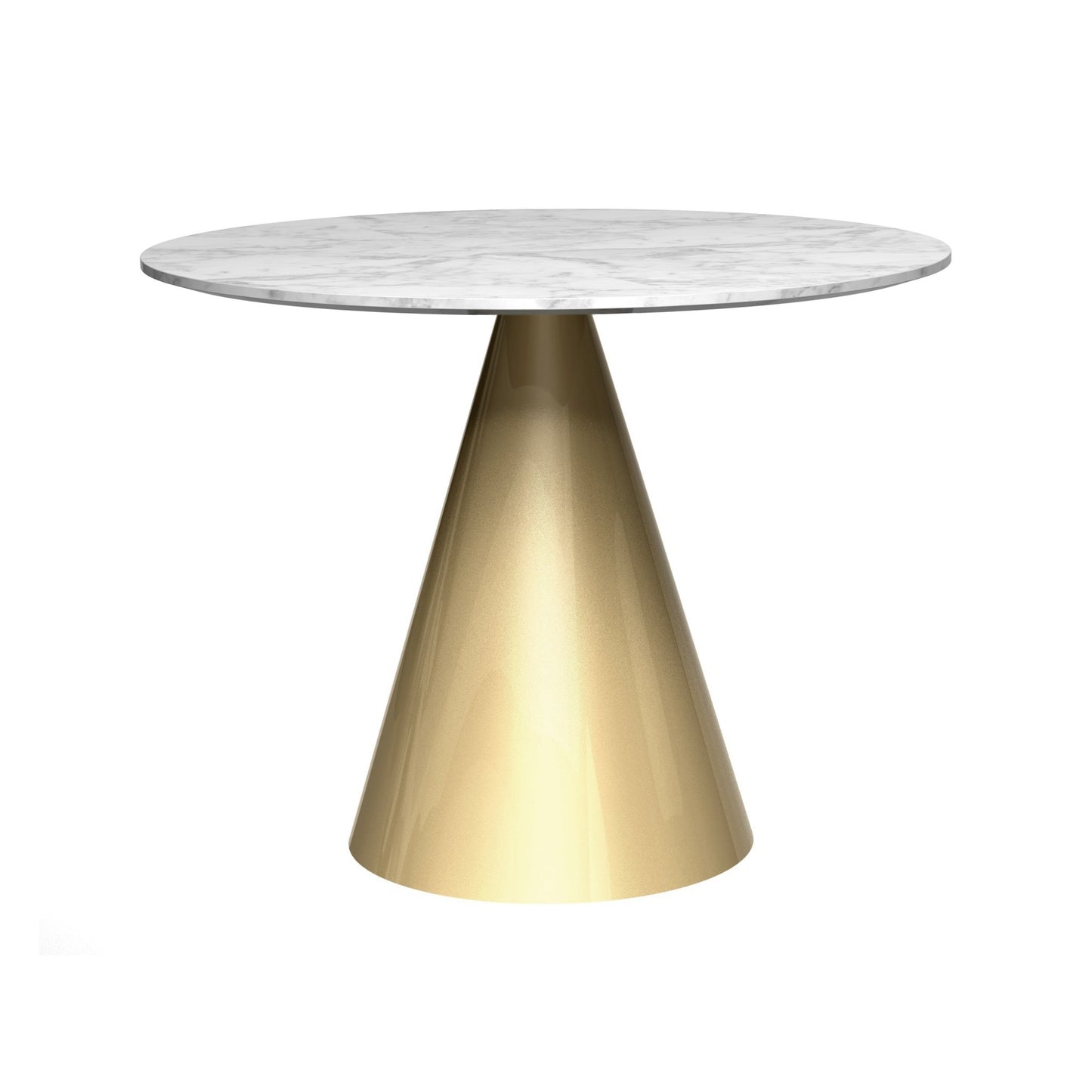 Oscar Small Circular Dining Table - White Marble Top & Brass Base