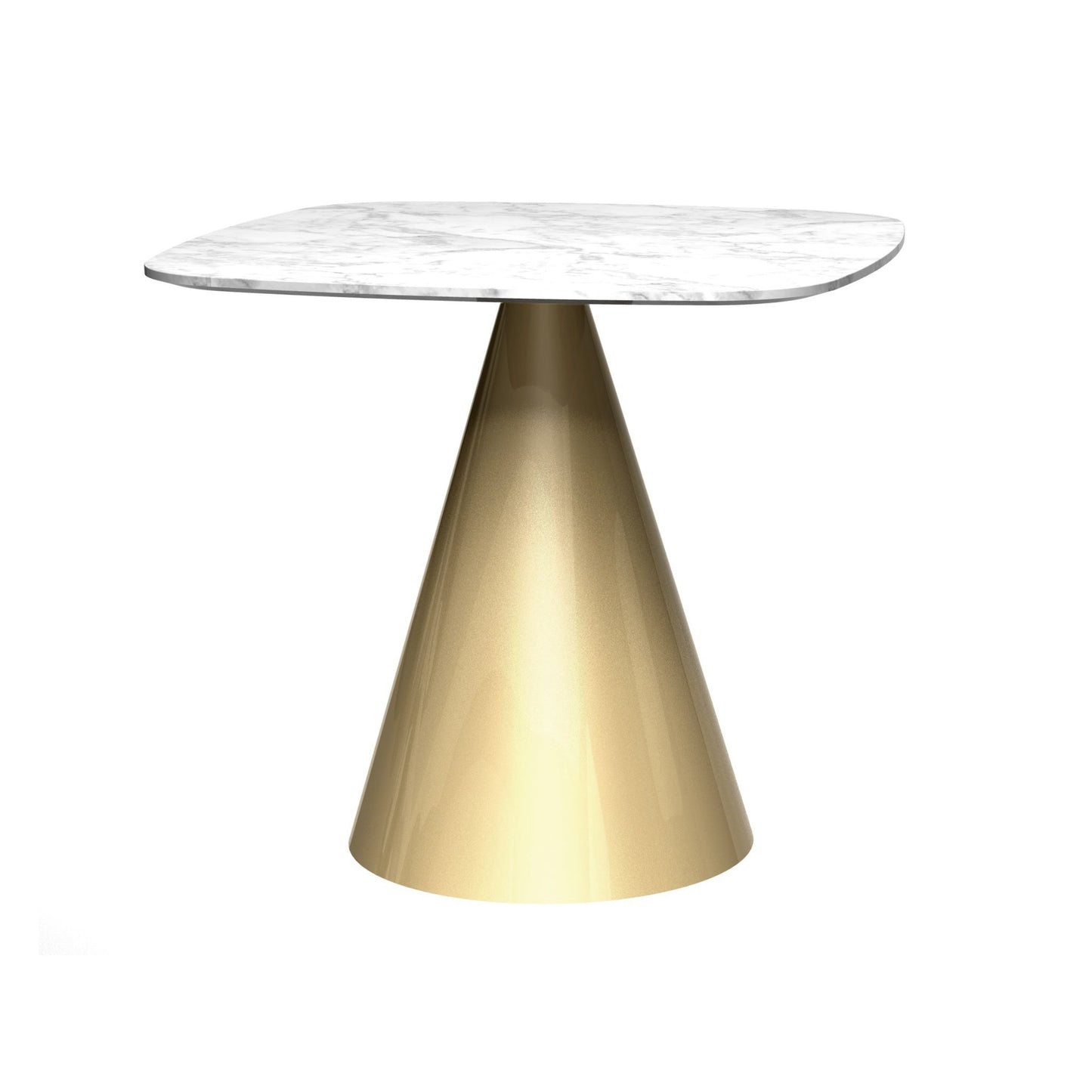 Oscar Small Square Dining Table - White Marble Top & Brass Base