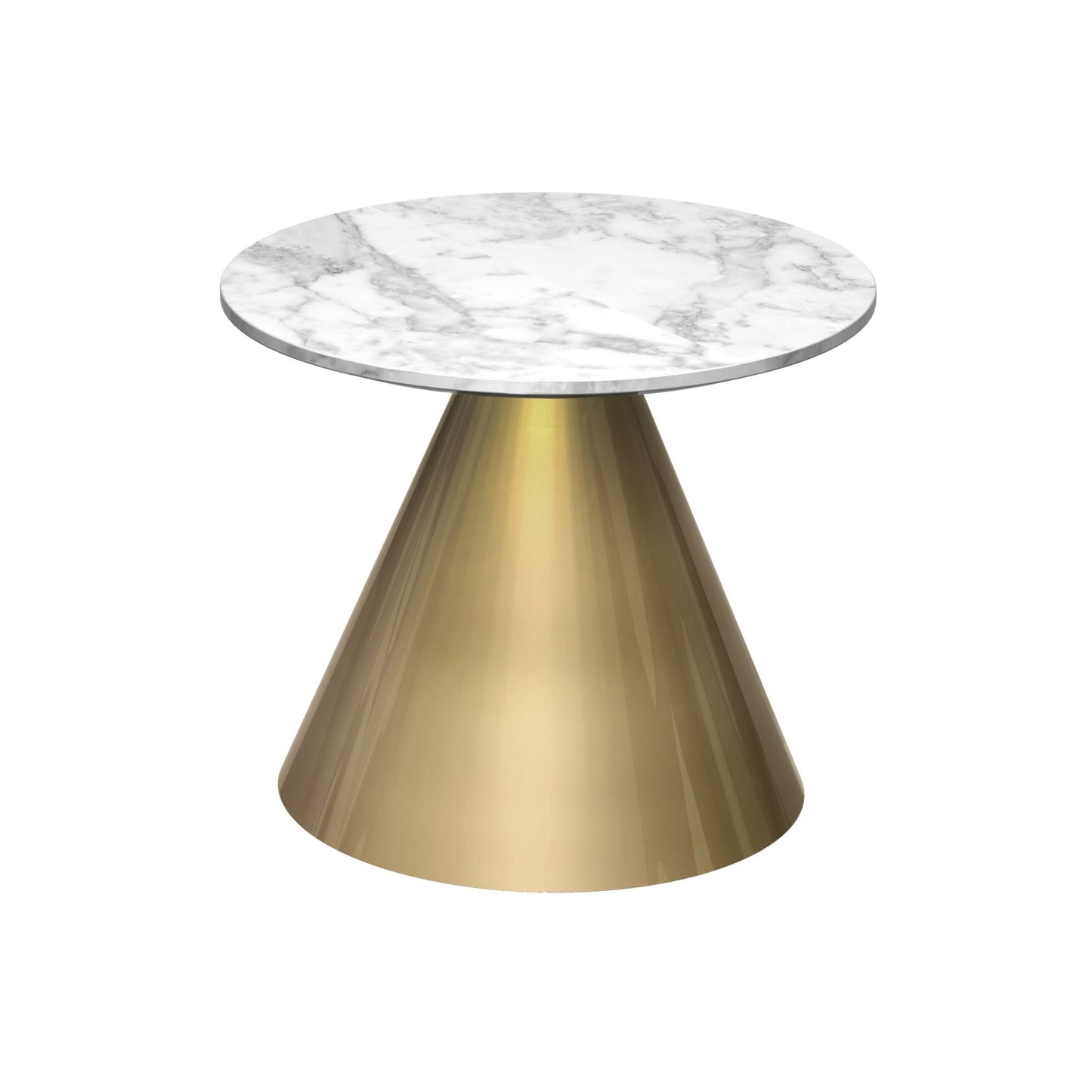 Oscar Circular Side Table - White Marble Top & Brass Base