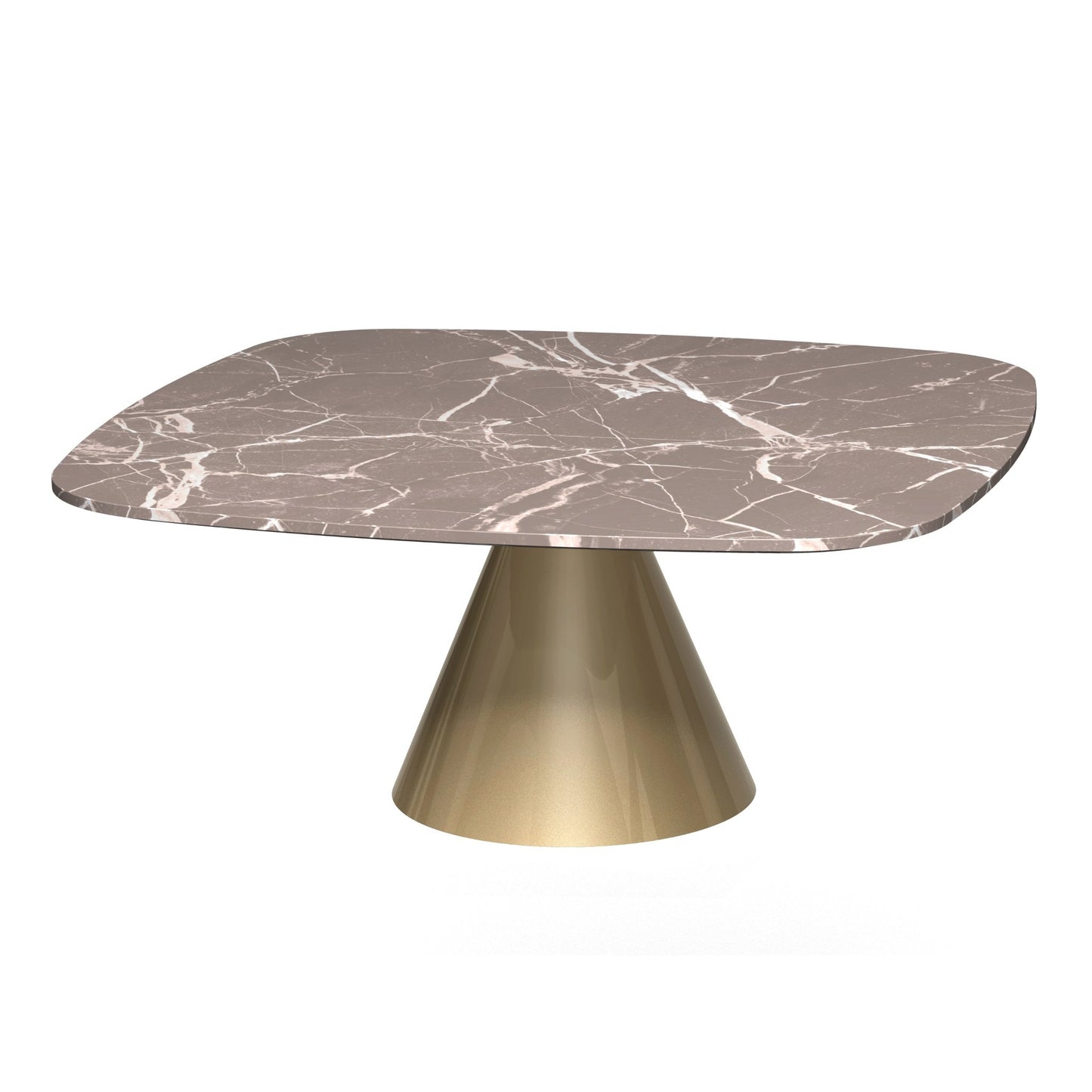 Oscar Small Square Coffee Table - Brown Marble Top & Brass Base