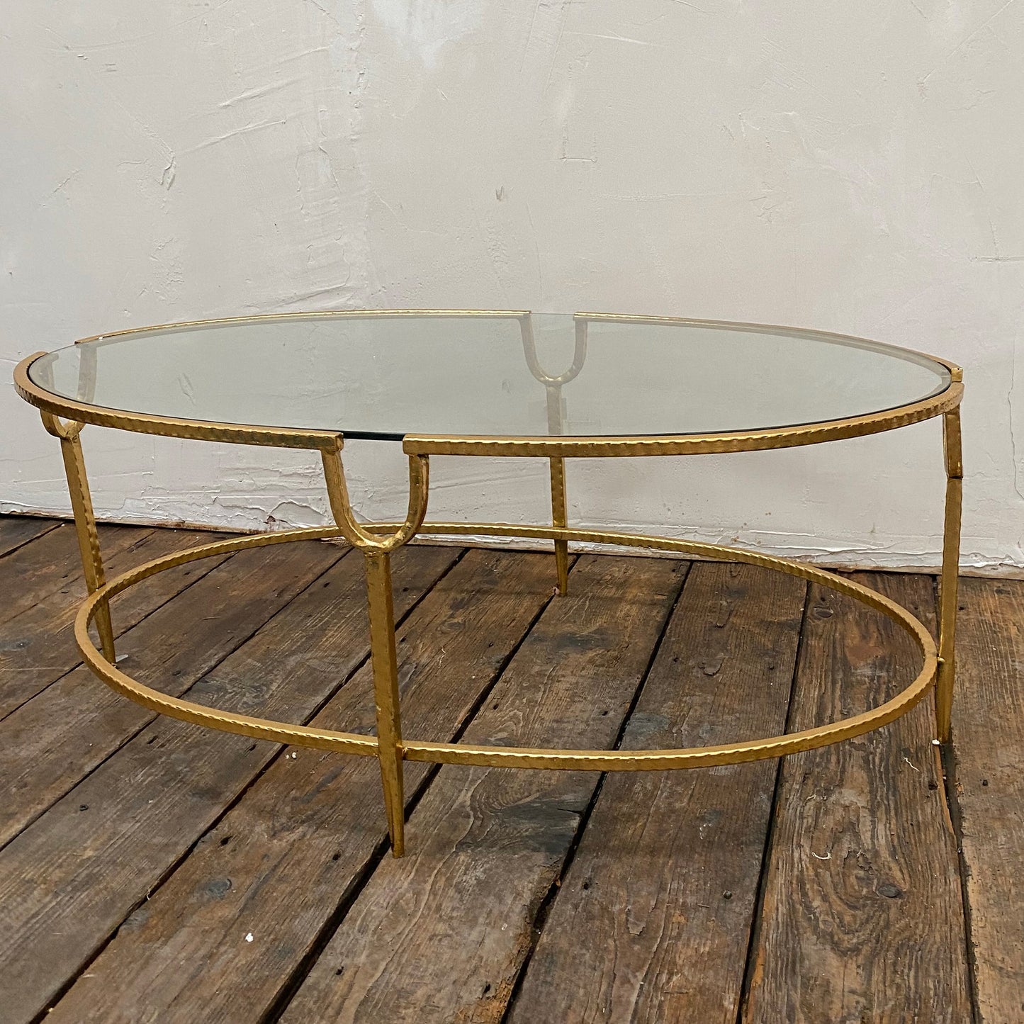 Gin Shu Oval Metal Coffee Table - Gold Gilt Leaf
