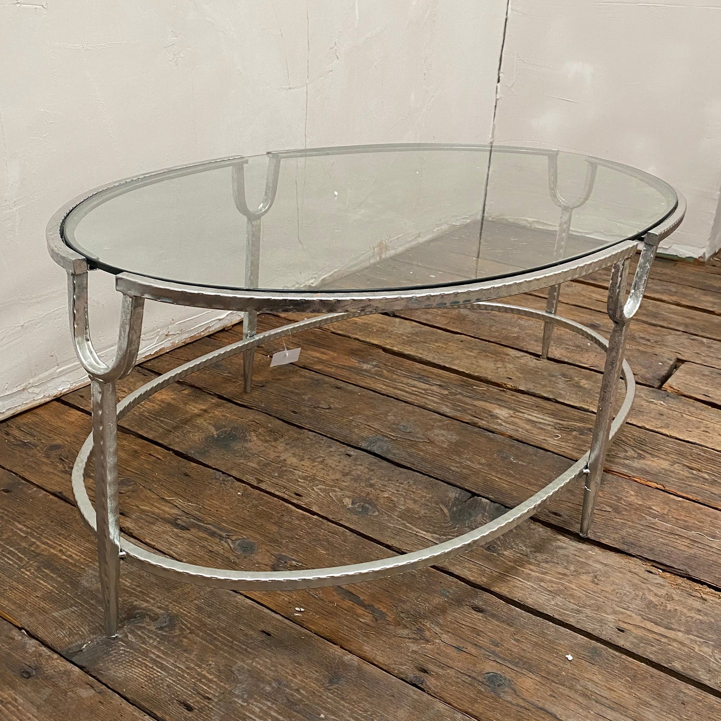 Gin Shu Oval Metal Coffee Table - Silver Gilt Leaf