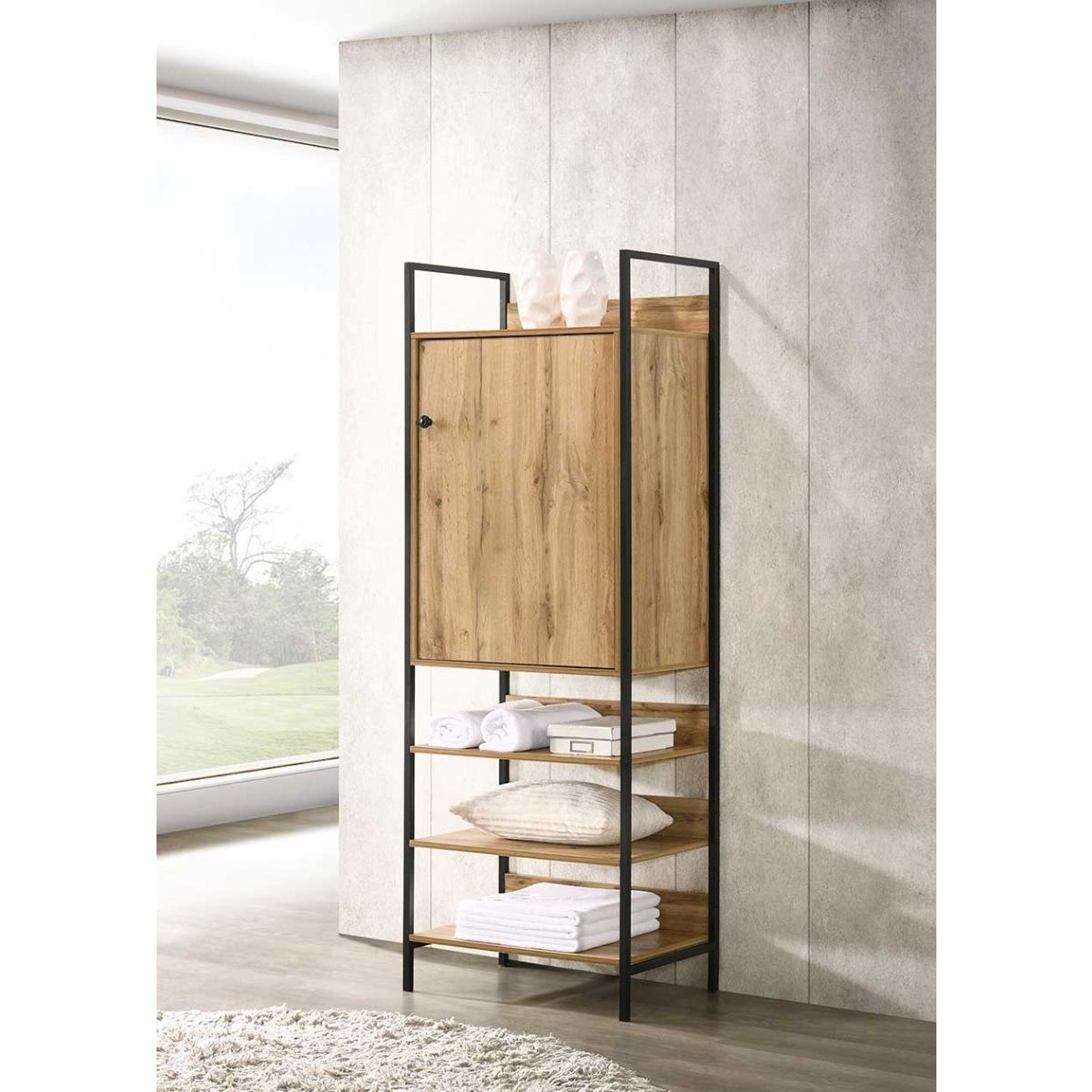Zahra Open Storage Cabinet - Oak