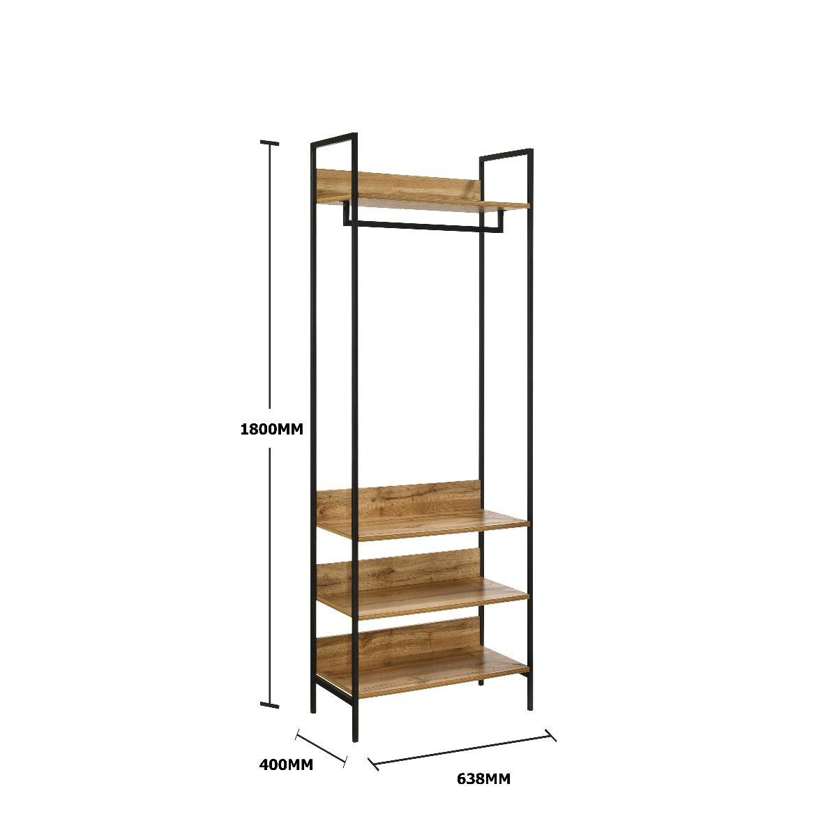 Zahra Open Wardrobe 4 Shelves - Oak