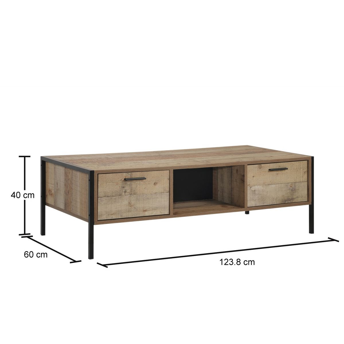 Stretton Coffee Table with 4 Drawers - Rustic Oak