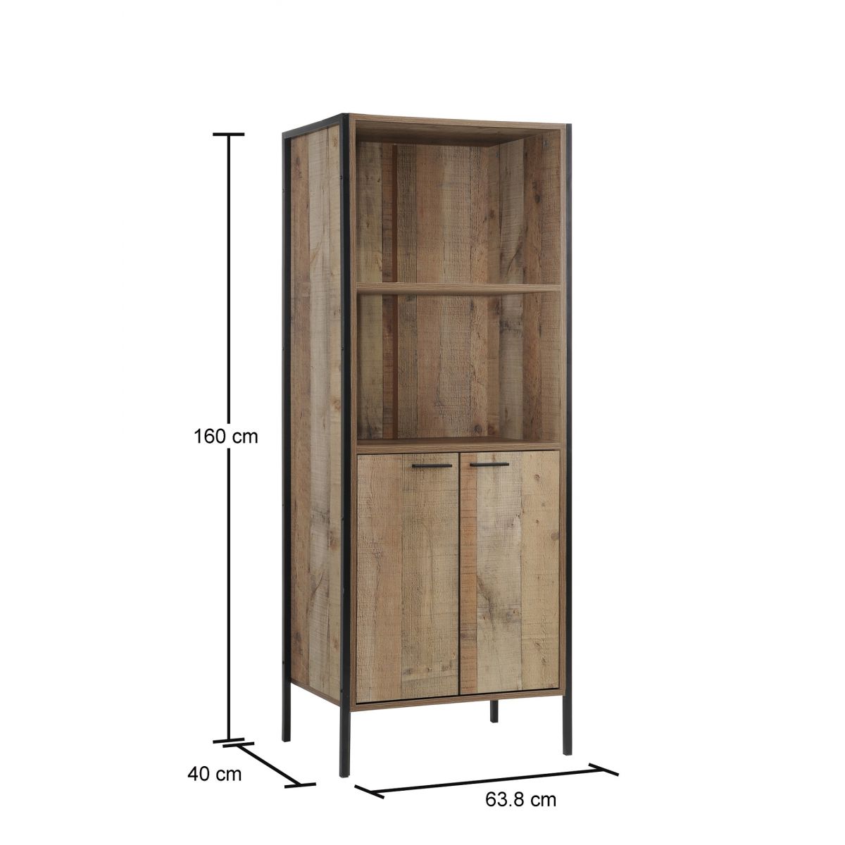 Stretton 2 Door Display Cabinet - Rustic Oak