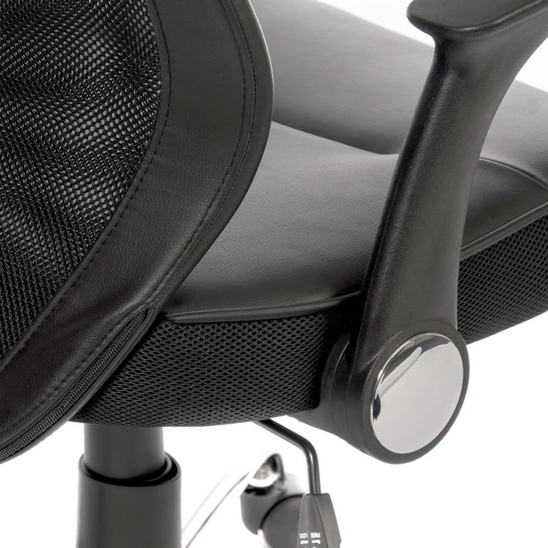 close look on finishes and fabric of office chair