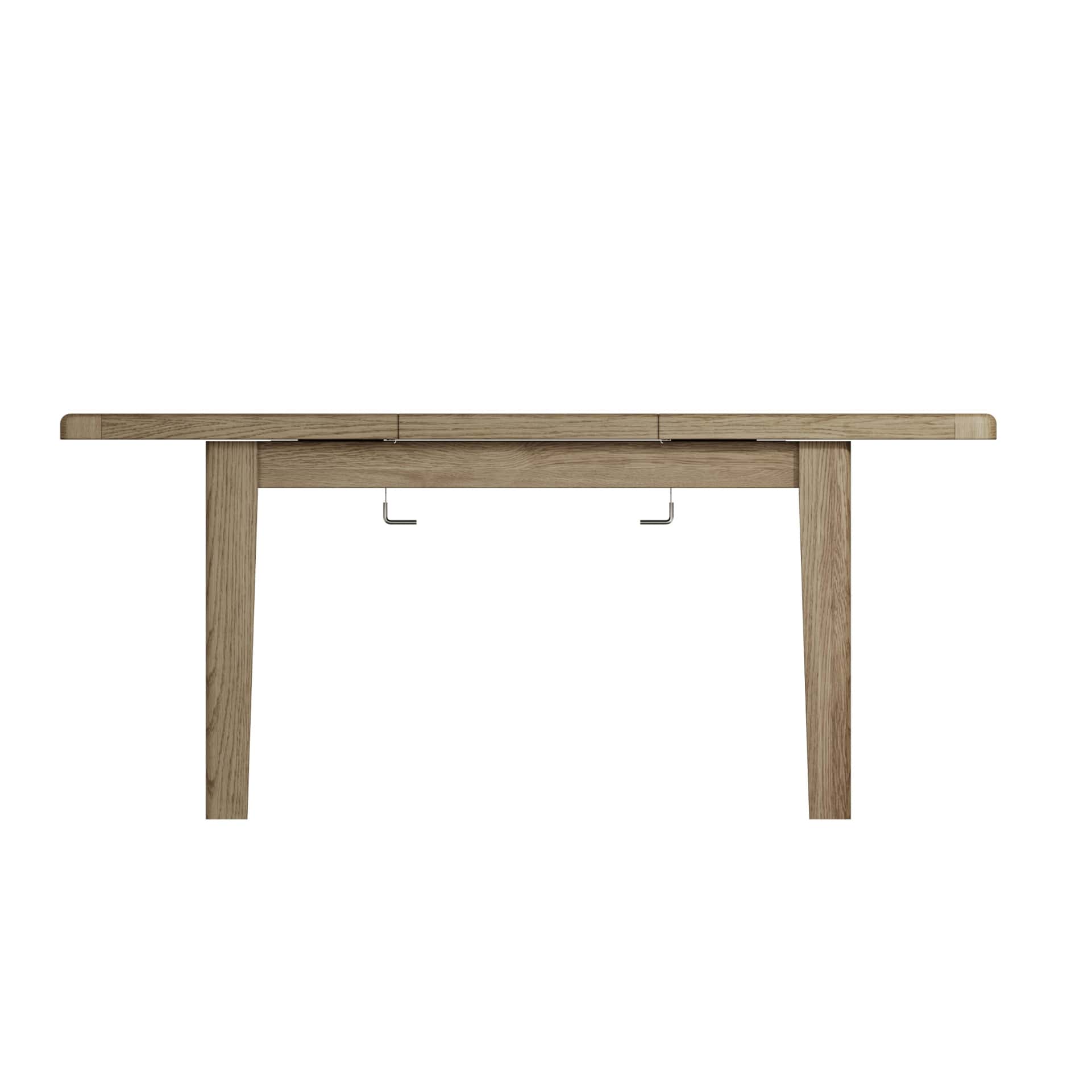 1.3m Extending Dining Table in Smoked Oak colour extended. Side view 