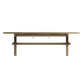 Oak trestle extending dining table in fully extended position (2.5m). Side view 