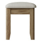 Side view on the oak dressing table stool with padded seat