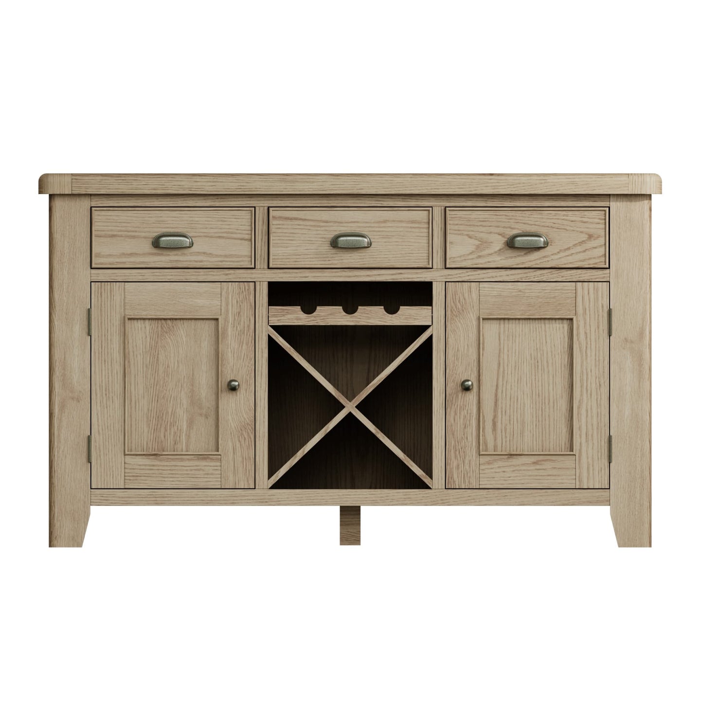 Large oak sideboard shown from the front