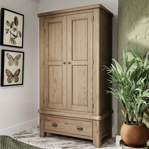 Edale Oak 2 Door 1 Drawer Wardrobe