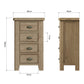 Dimension details of the oak chest of 4 drawers shown from two sides