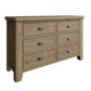 wide 6 drawer wooden dresser is shown separately without distractions