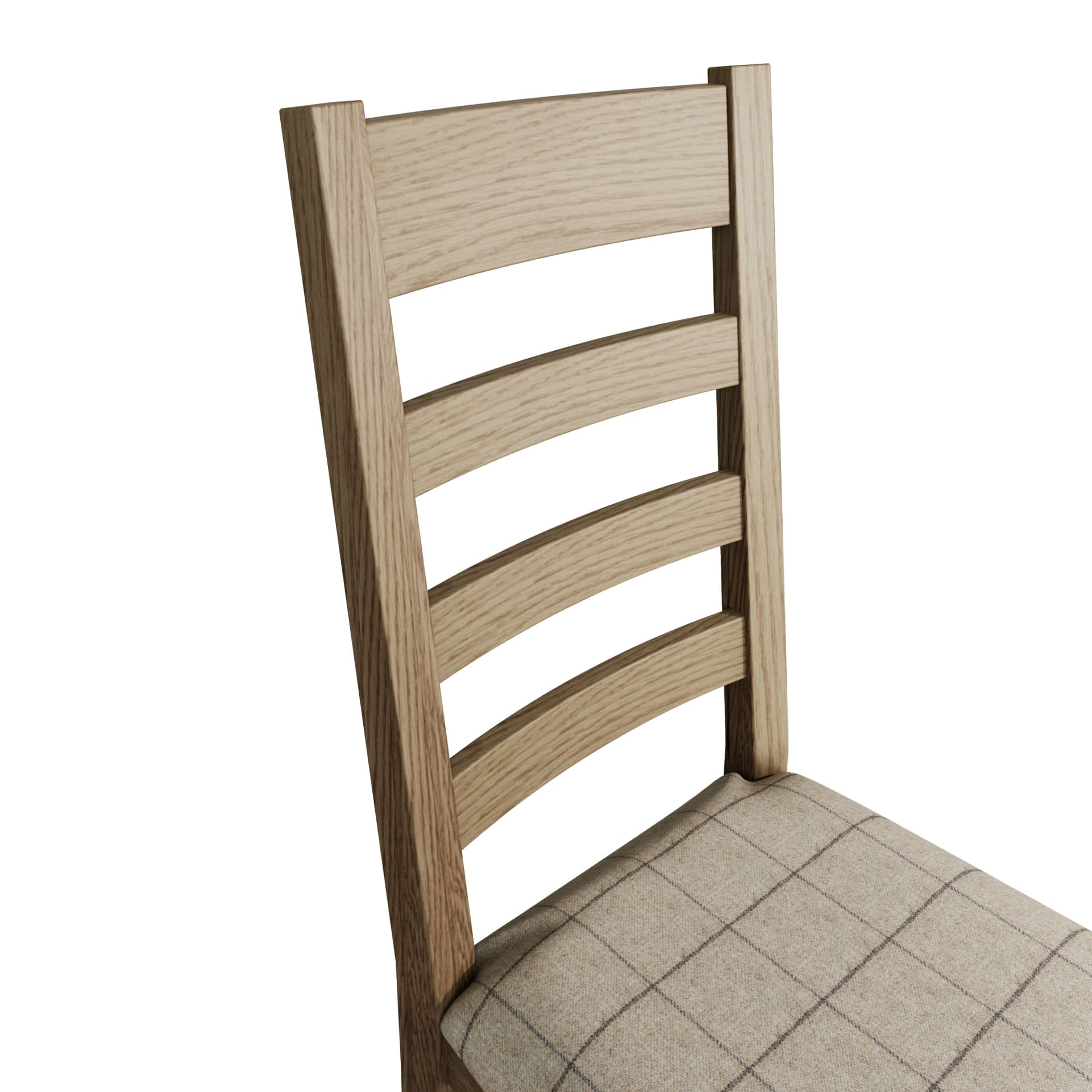 Close view on slat back of a dining chair