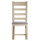 Oak slat back dining chair with grey seat - product front view