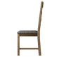 Oak dining chair with grey padded seat - view from the side