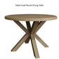 Close view on small round dining table in smoked oak colour with spider legs