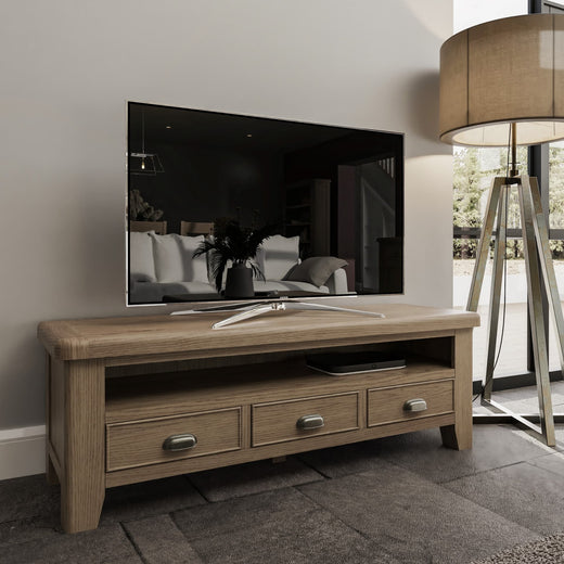 Edale Standard Oak TV Stand With 3 Drawers