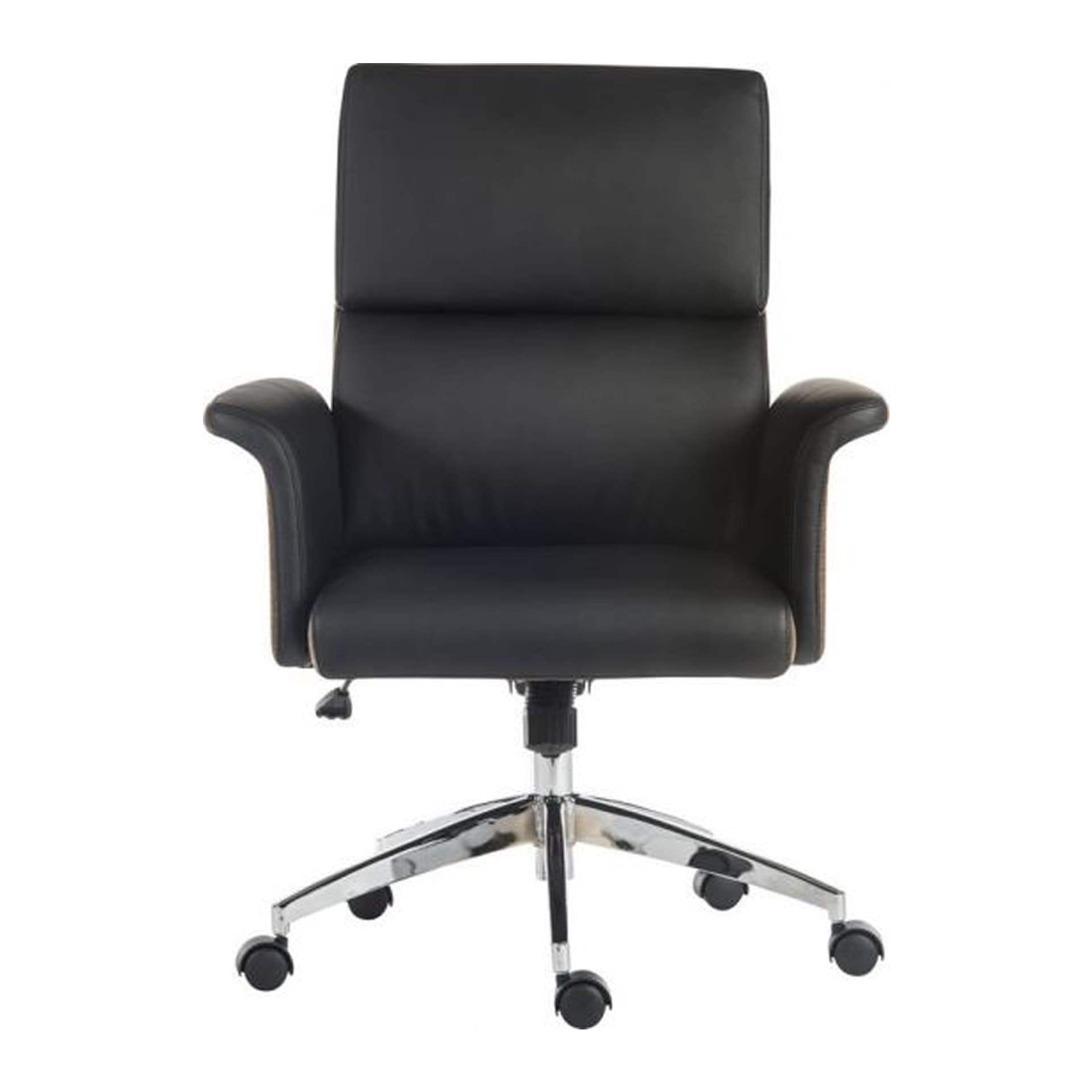 front look on gull wing arms office chair in black