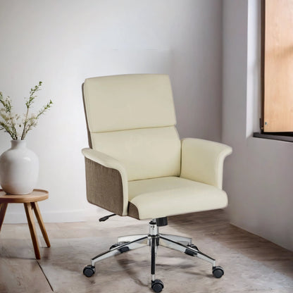 cream medium back office chair with gull wing arms shown in AI engineered room setting