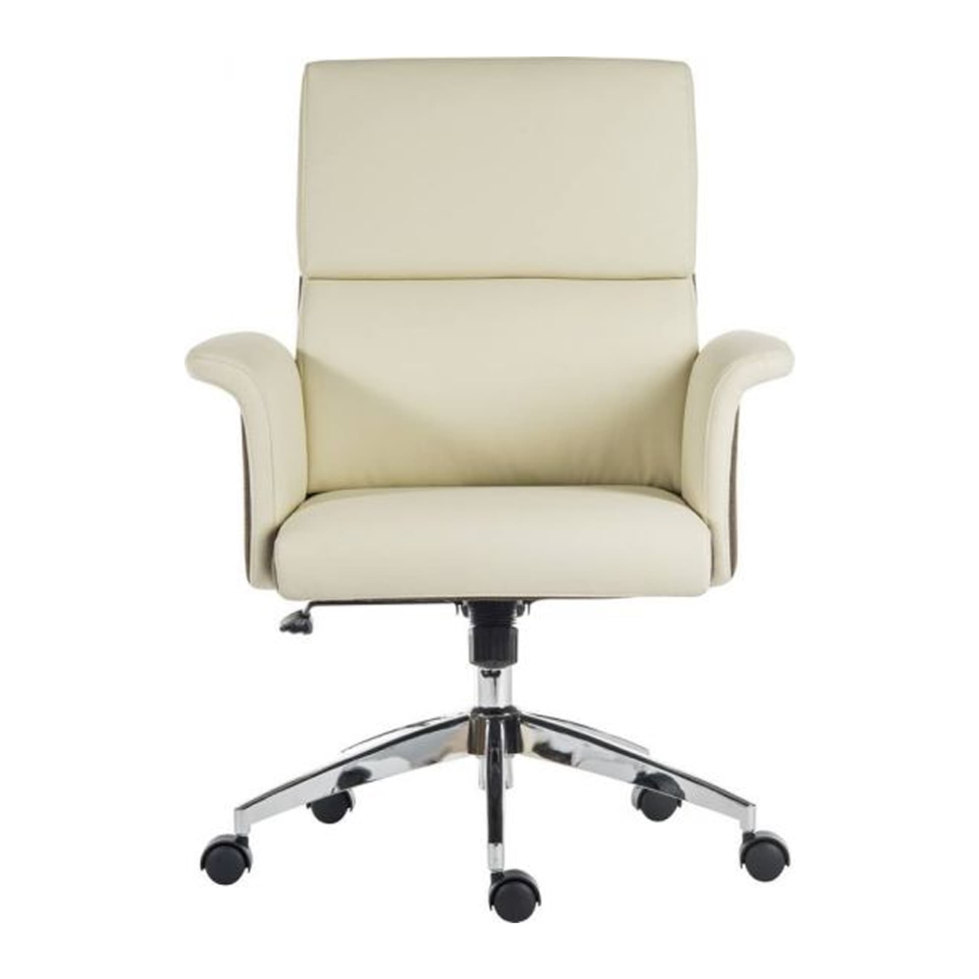 front look on gull wing arms office chair in cream