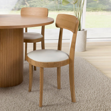 Hemel Oak Dining Chair With Cream Faux Leather Seat (Set of 2)