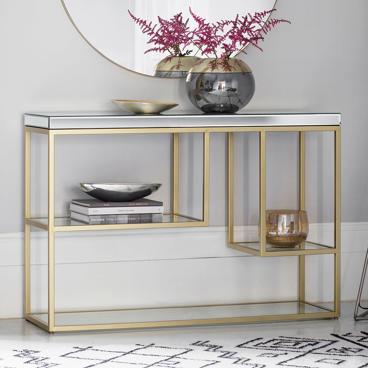 Mozart Mirrored Console Table - Champagne