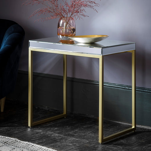 Mozart Mirrored Side Table - Champagne