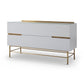 Alberto Two Drawer Low Sideboard White with Brass Frame