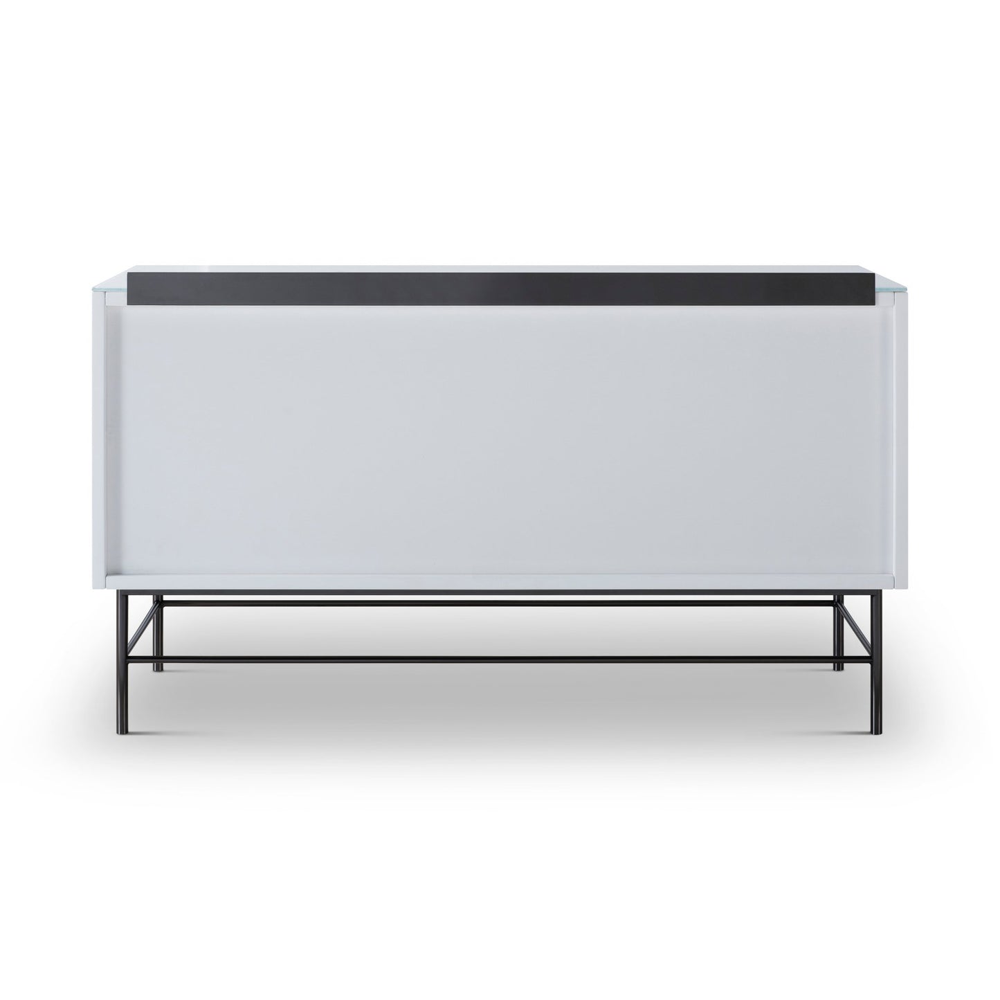 Alberto Two Drawer Low Sideboard White with Black Chrome Frame