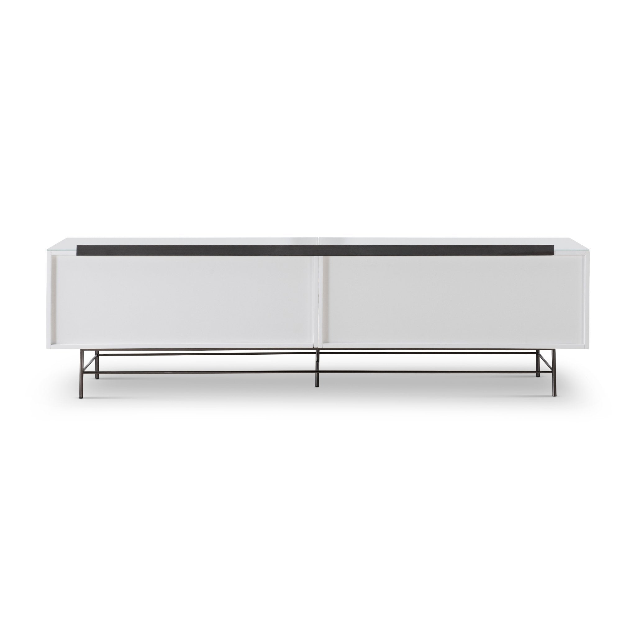 Alberto Four Drawer Low Sideboard White with Black Chrome Frame