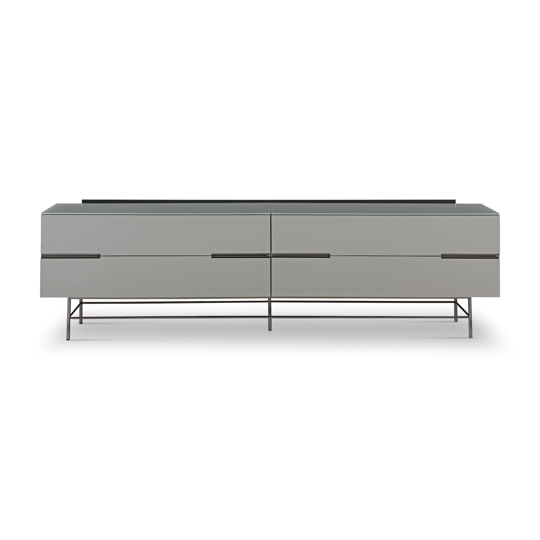 Alberto Four Drawer Low Sideboard Grey with Black Chrome Frame