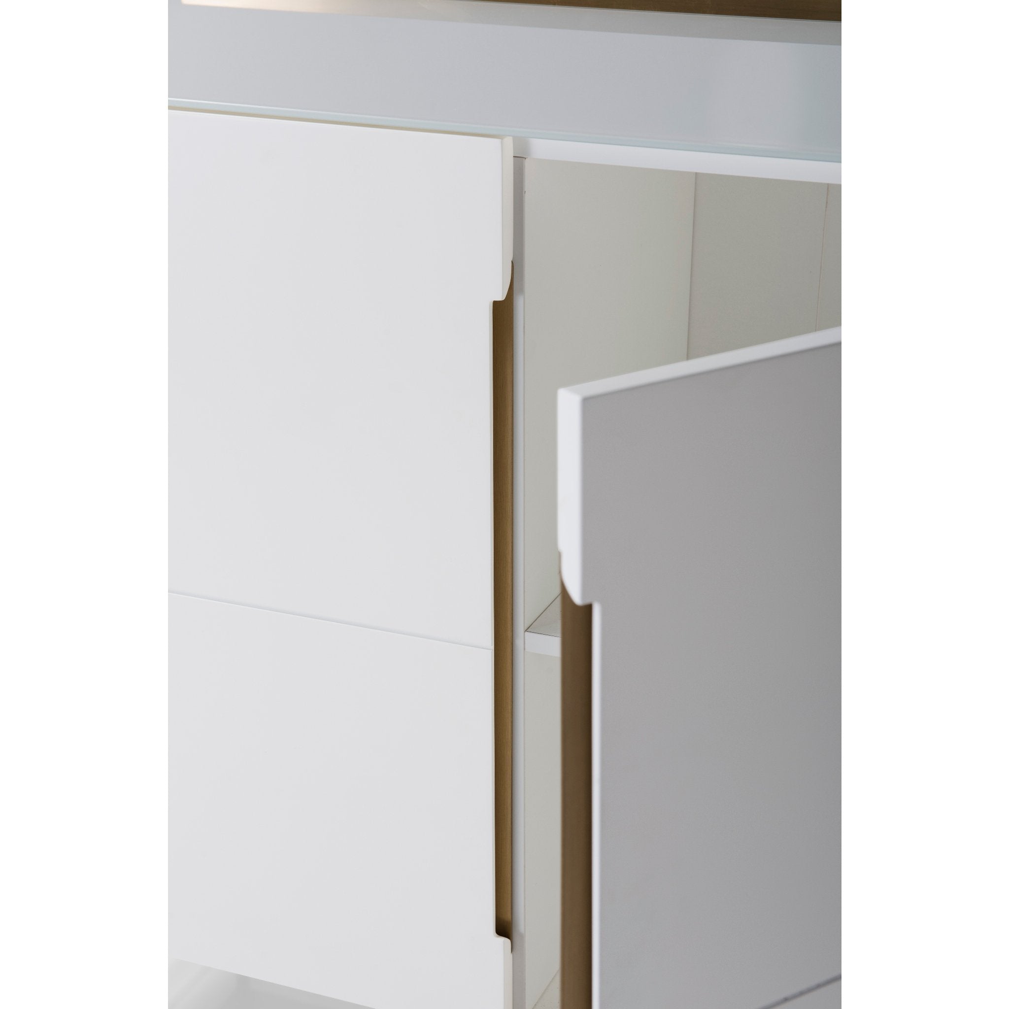 Alberto Two Door High Sideboard White with Brass Frame
