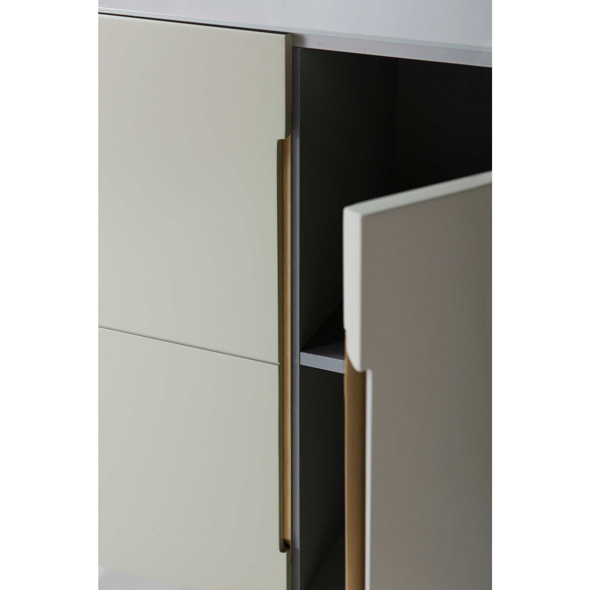 Alberto Two Door High Sideboard Grey with Brass Frame