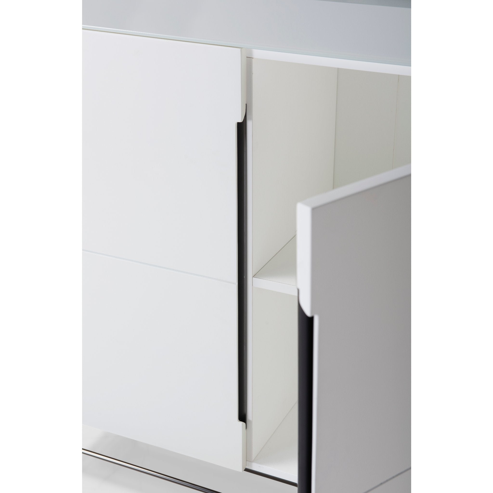Alberto Two Door High Sideboard White with Black Chrome Frame