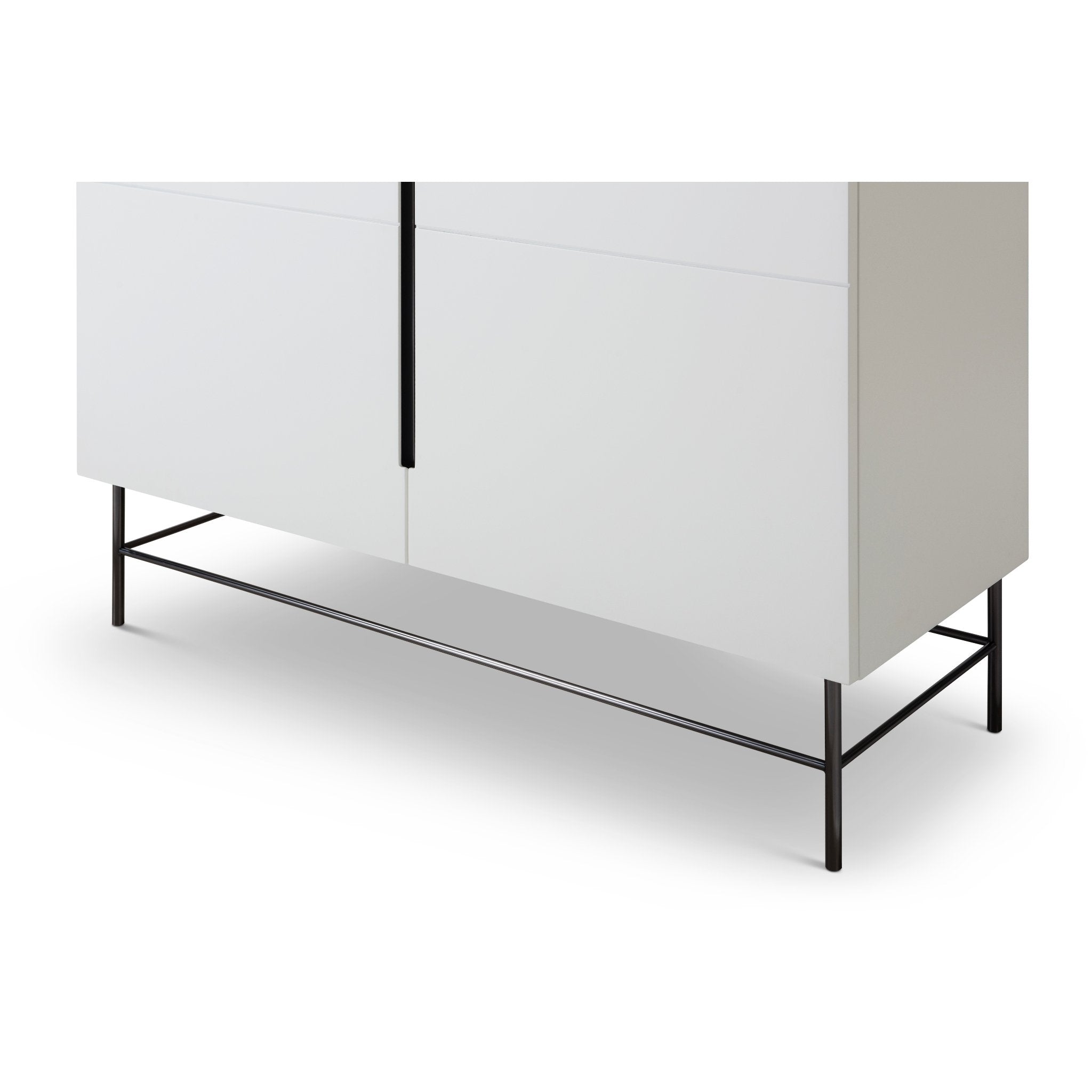 Alberto Two Door High Sideboard White with Black Chrome Frame
