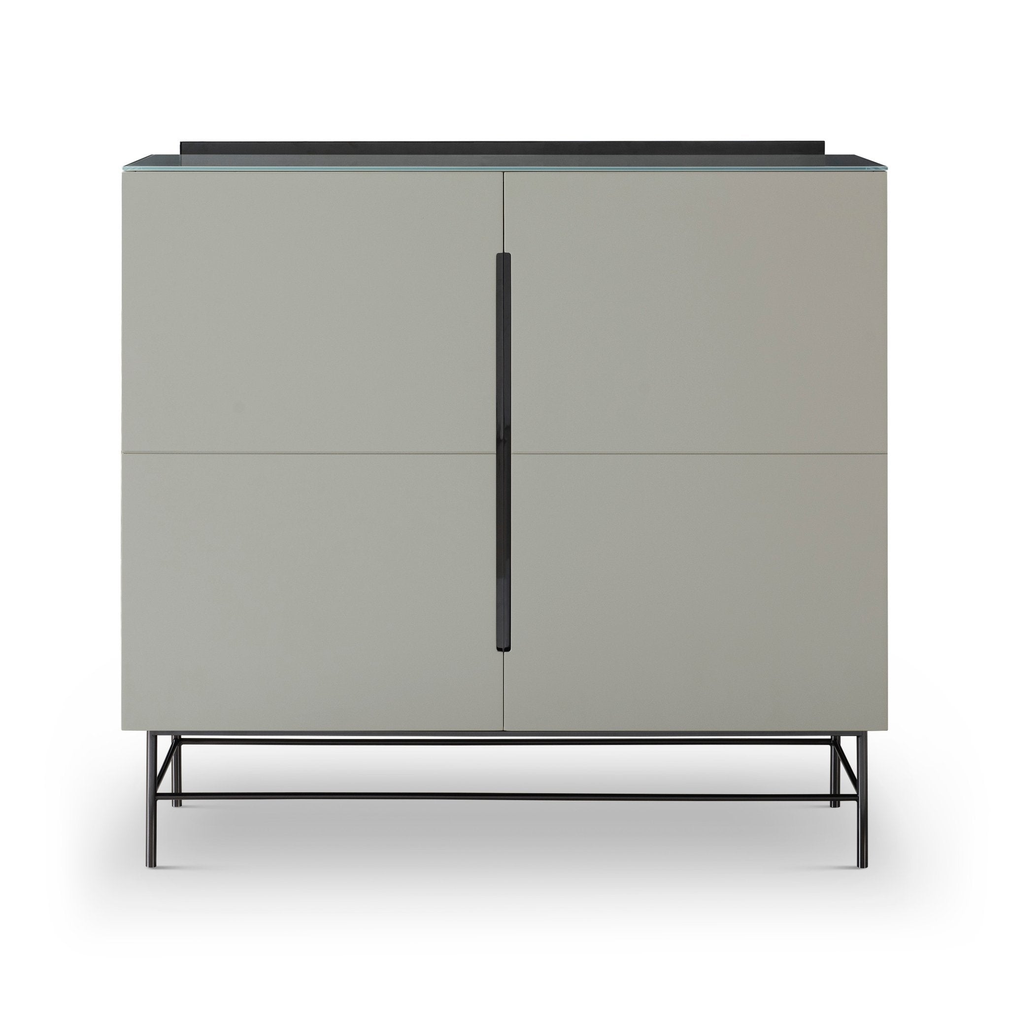 Alberto Two Door High Sideboard Grey with Black Chrome Frame