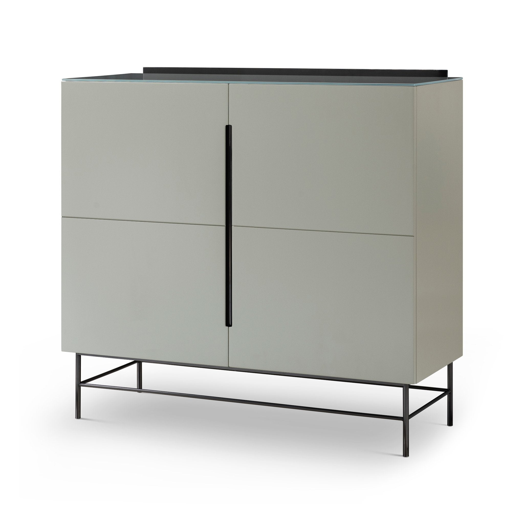 Alberto Two Door High Sideboard Grey with Black Chrome Frame