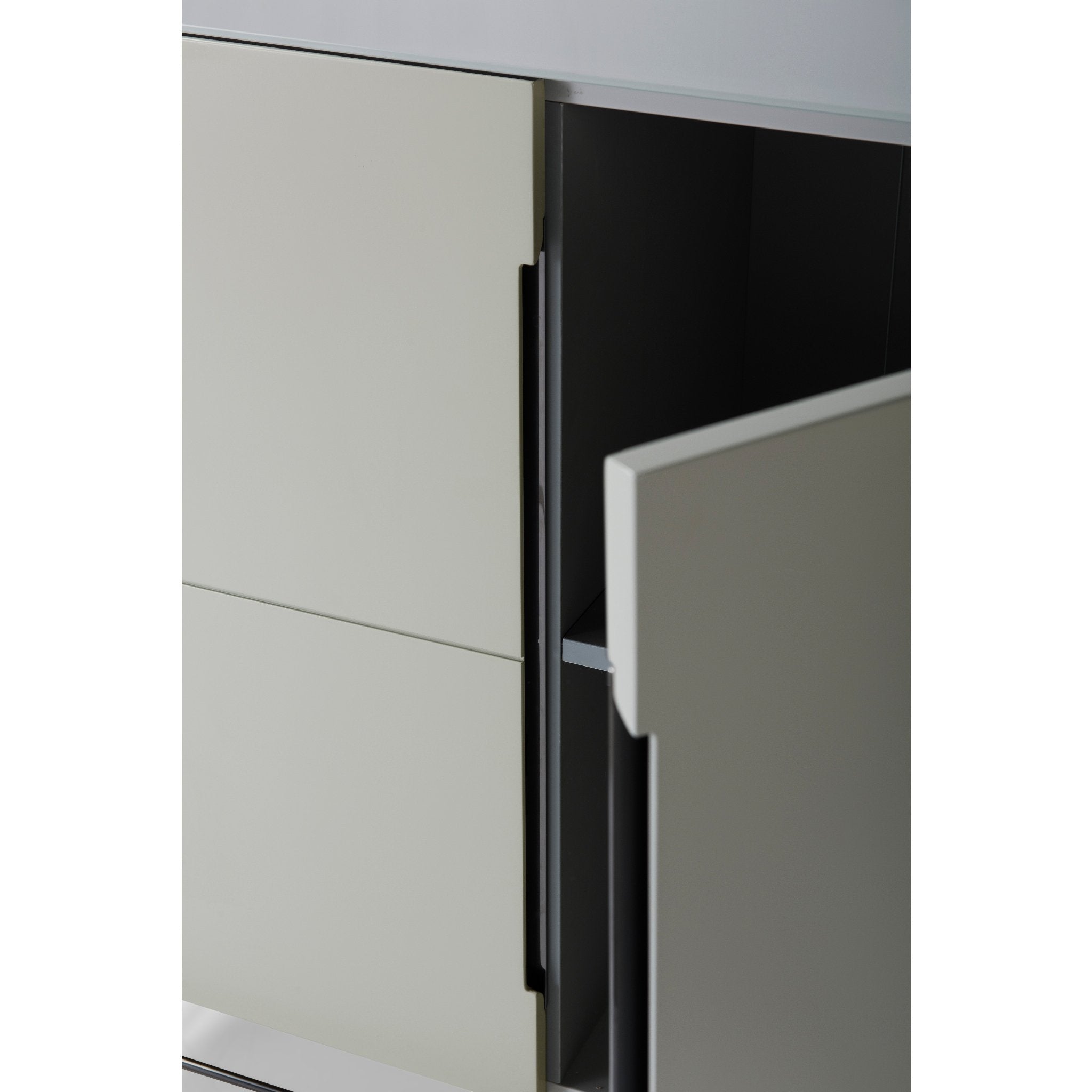 Alberto Two Door High Sideboard Grey with Black Chrome Frame