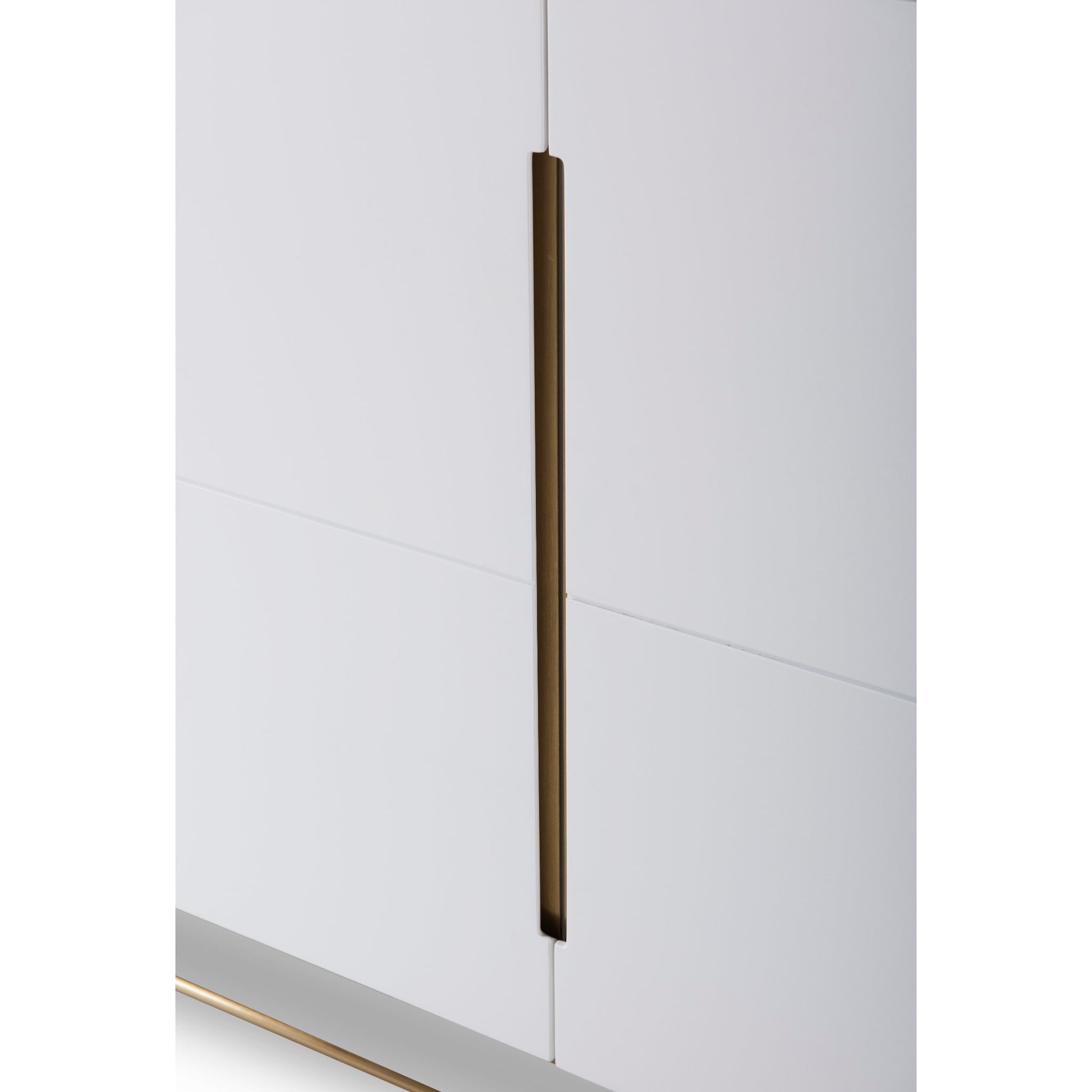 Alberto Four Door High Sideboard White with Brass Frame