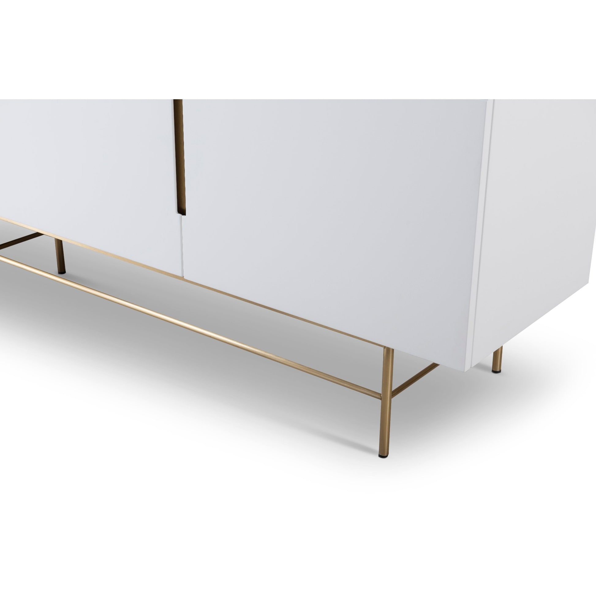 Alberto Four Door High Sideboard White with Brass Frame