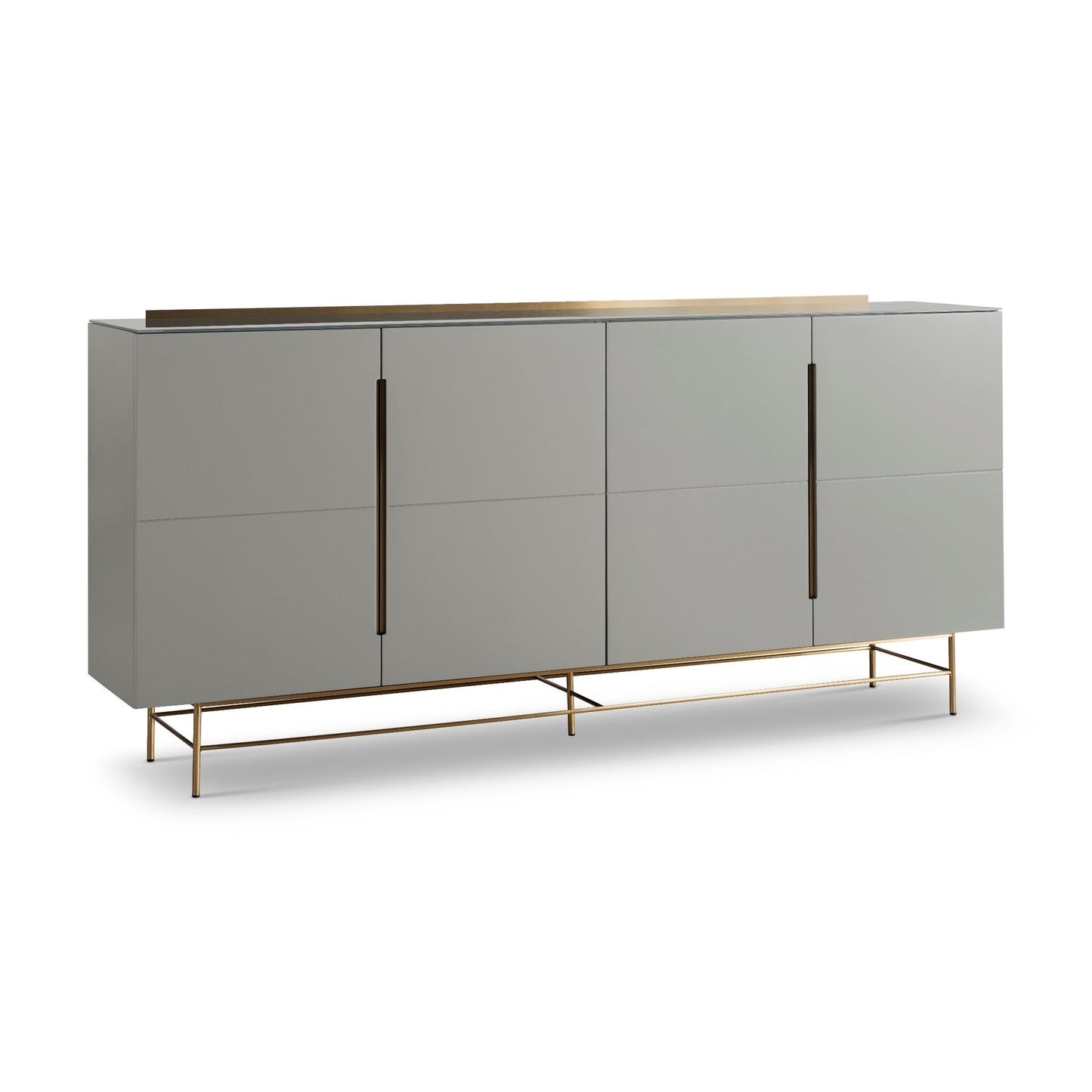 Alberto Four Door High Sideboard Grey with Brass Frame